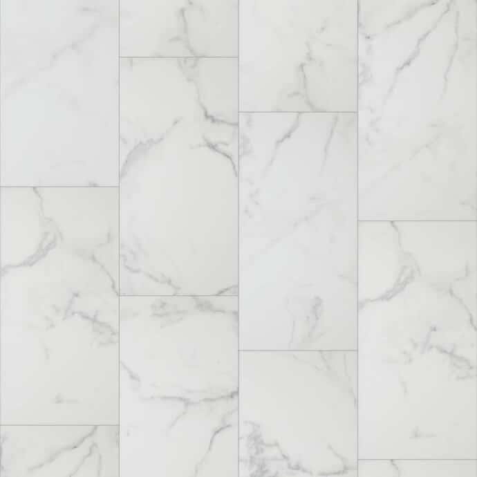 UK Bathroom Store Click Flooring Aquarius Prati SPC Tile Click Flooring in White Marble - 100% Waterproof Rigid Core with Built-In Underlay