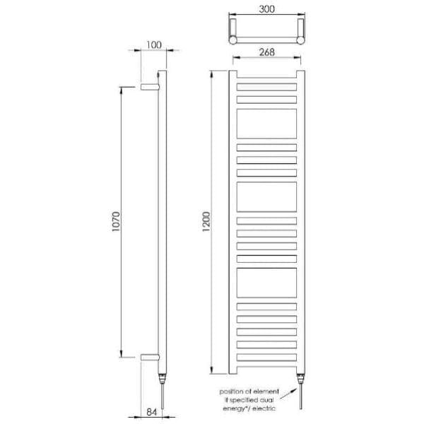 Vogue Ladder Rail Vogue Chube Straight Ladder Rail in Polished Stainless Steel