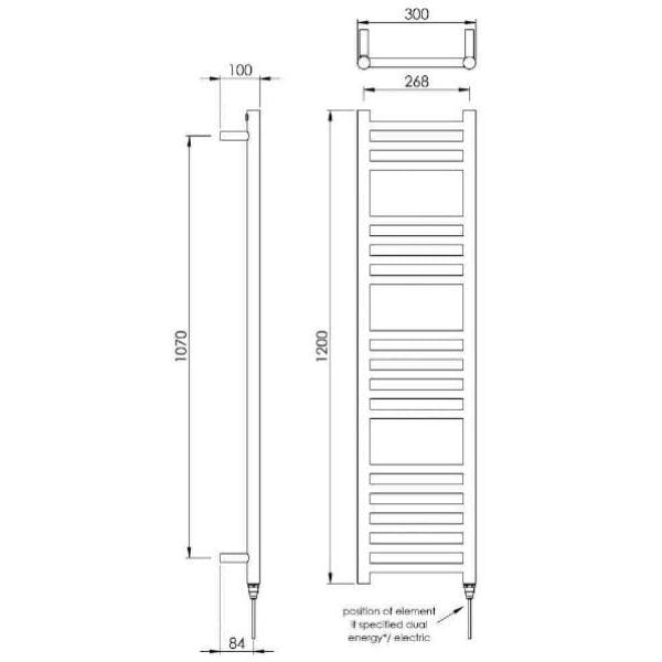 Vogue Ladder Rail Vogue Chube Straight Ladder Rail in Polished Stainless Steel