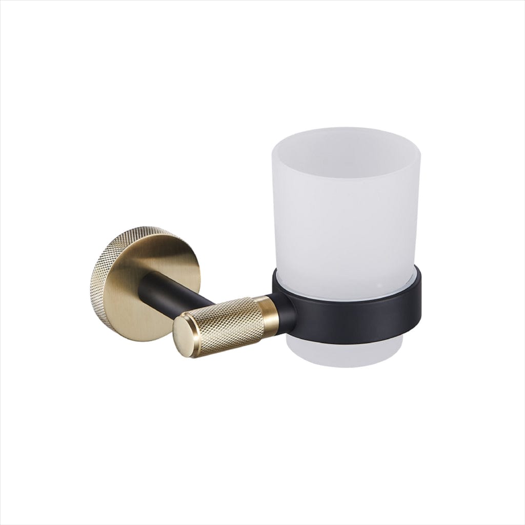 Eastbrook Toothbrush Holder Eastbrook Catania Tumbler and Holder in Matt Black with Brushed Brass