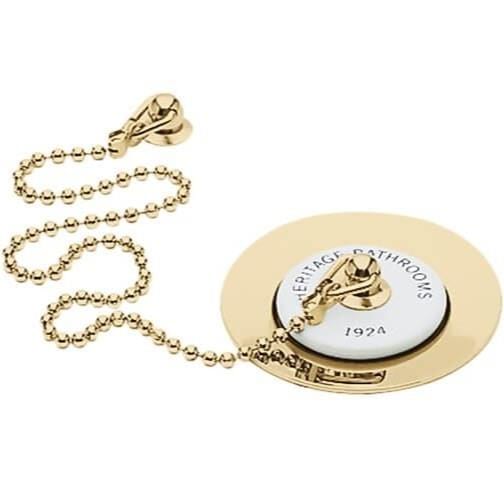 Heritage Basin Waste Vintage Gold / Ornate Porcelain Plug Heritage Basin Waste with Stowaway Plug and Chain