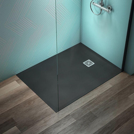 Ideal Standard Rectangle Shower Tray Jet Black / 1000 x 800mm Ideal Standard Ultra Flat S+ Shower Tray 30mm including Waste