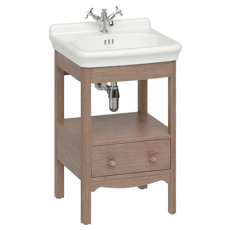 Burlington Floor Standing Vanity Unit Dark Oak / 3 Hole Burlington Guild Floor Standing 560mm Vanity Unit with Basin