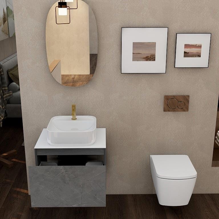 Aquarius Wall Mounted Vanity Unit Aquarius JF-Series 600mm Single Drawer Vanity Unit with Countertop