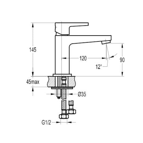 Flova Cloakroom Tap Flova Dekka Mini Basin Mixer Tap with Clicker Waste in Diamond Chrome