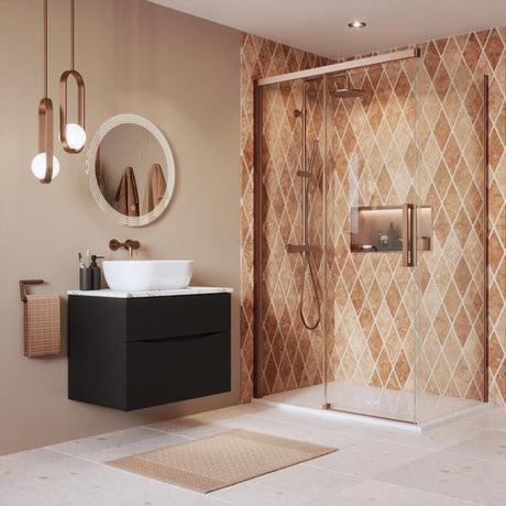 Crosswater Sliding Shower Door Brushed Bronze / 900 x 2000 Crosswater Asura 8mm Sliding Shower Door Side Panel