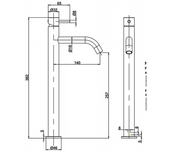 Crosswater Tall Basin Tap Crosswater MPRO Deck Mounted Tall Basin Mixer Tap