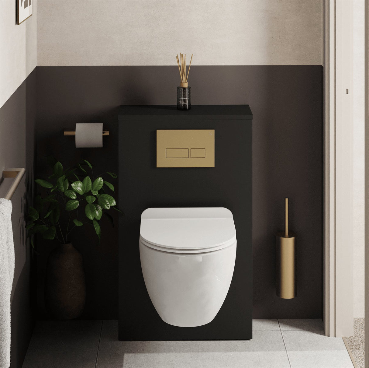 Crosswater WC Back To Wall Unit Matt Black Crosswater WC Unit - 545mm Wide