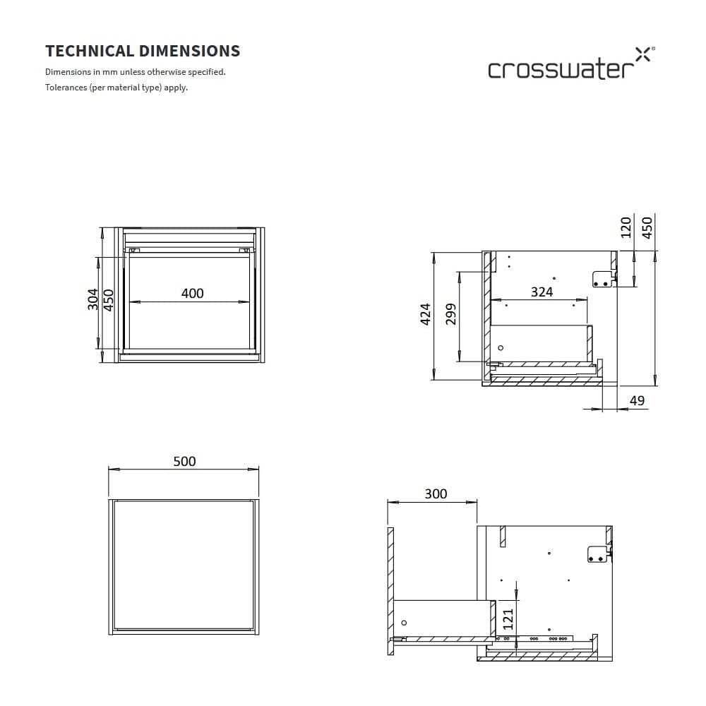Crosswater Infinity Wall Mounted Vanity Unit with Worktop