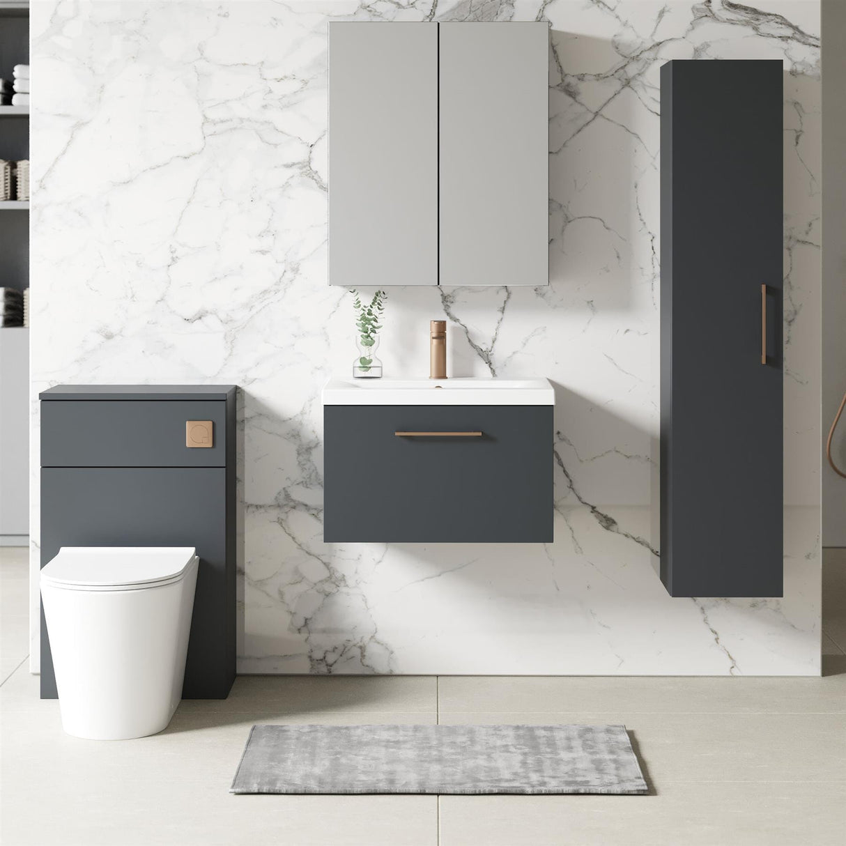 Aquarius Bathrooms Wall Mounted Vanity Unit Soft Black Aquarius Brisbane 600mm Wall Hung 1 Drawer Vanity Unit with 1 Tap Hole Mid Edge Basin