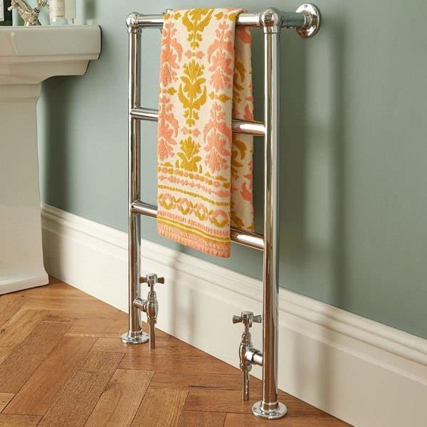 Heritage Traditional Towel Radiator Heritage Portland Traditional Floor Mounted Heated Towel Rail - 850 x 575mm