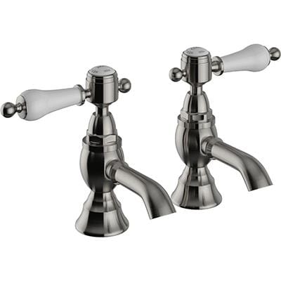 Heritage Pillar Basin Tap Brushed Nickel Heritage Glastonbury Basin Pillar Taps (Pair)