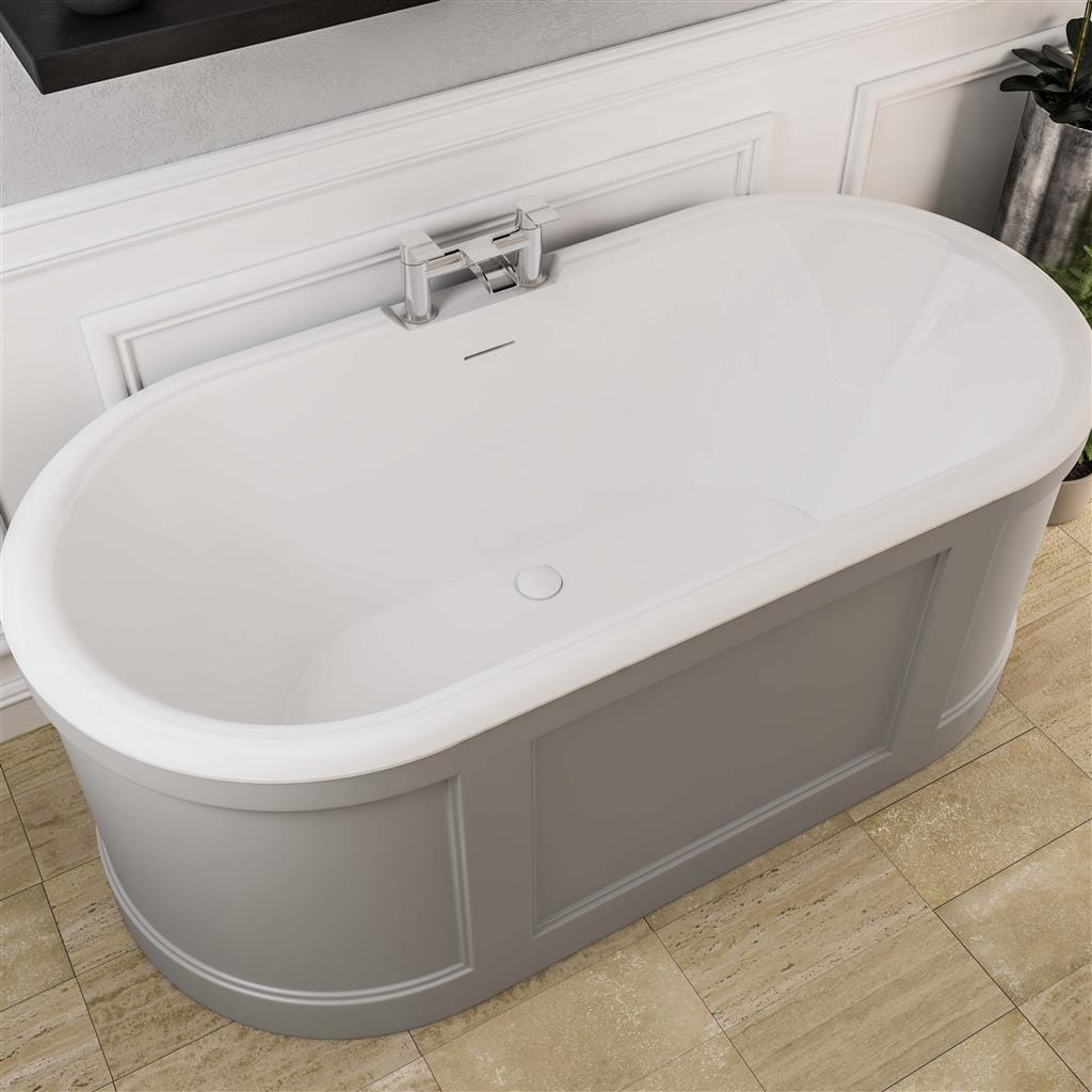 Eastbrook Modern Freestanding Bath Eastbrook Hampton Freestanding Bath - 1515 x 735 - Matt Grey/White - 33.0012