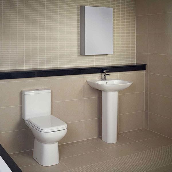 RAK Close Coupled Toilet RAK Origin 62 Full Access Close Coupled Toilet with Push Button Cistern and Deluxe Soft Close Seat in Alpine White