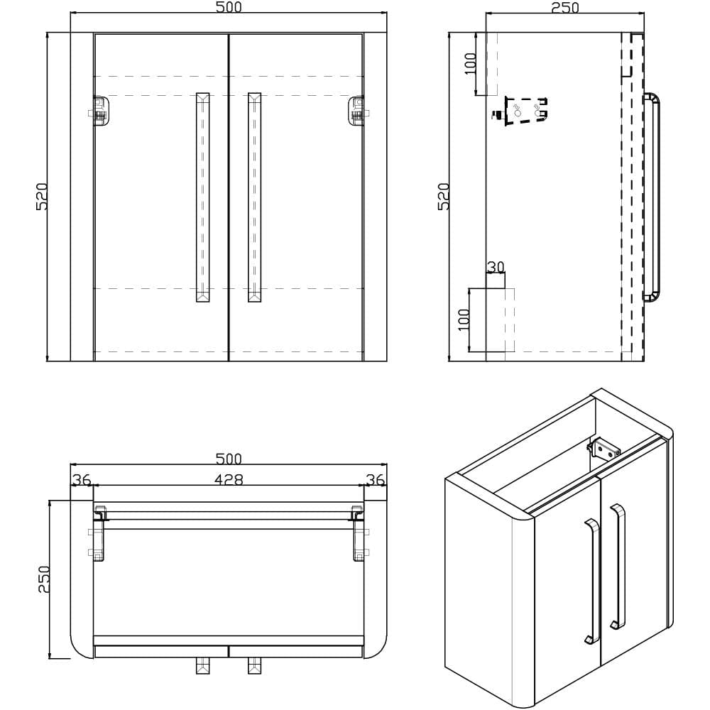 Imex Cloakroom Vanity Unit Imex Suburb Wall Mounted 500mm Double Door Cloakroom Vanity Unit with Basin