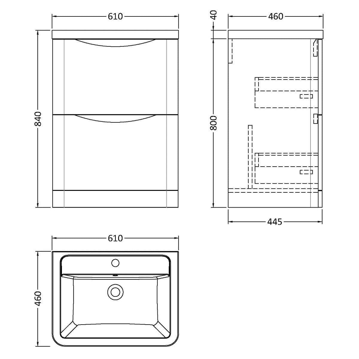 Aquarius Bathrooms Floor Standing Vanity Unit Aquarius Seren 600mm Floor Standing Two Drawer Vanity Unit with Basin
