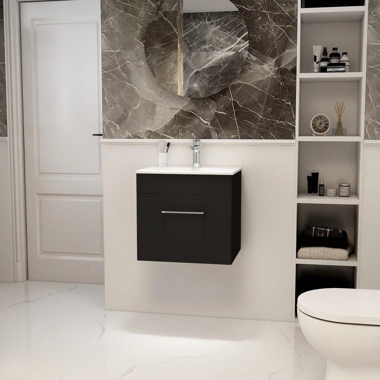 Imex Croma Wall Mounted Single Drawer 500mm Vanity Unit with 1 Tap Hole Basin