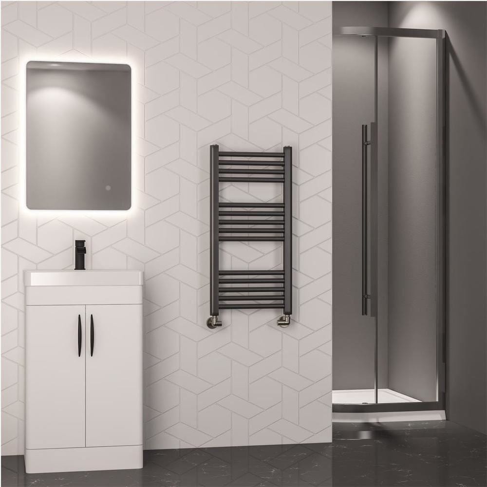 Eastbrook Ladder Rail 800 x 400mm / Central Heating Eastbrook Wendover Straight Heated Towel Rail in Brushed Gunmetal