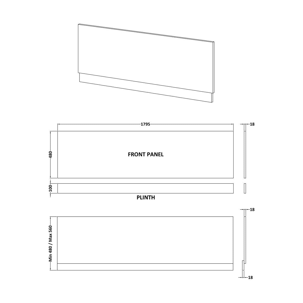 Aquarius Bathrooms Bath Panel Aquarius Halite Waterproof Front Bath Panel in Matt Grey