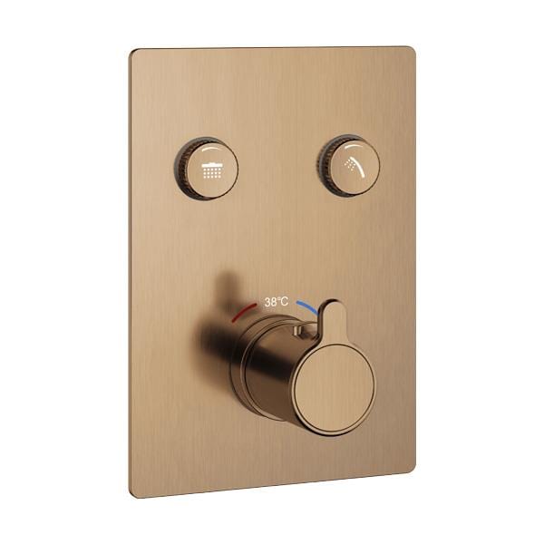 Flova Concealed Shower Valve Brushed Bronze Flova Moonlight Square 2 Outlet GoClick Finishing Set