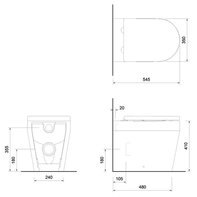 Britton Back To Wall Toilet Britton Stadium Back To Wall Toilet with Soft Close Seat in Gloss White