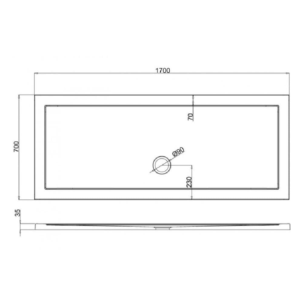 Crosswater Rectangle Shower Tray Crosswater 35mm Anti Slip Acrylic Shower Tray