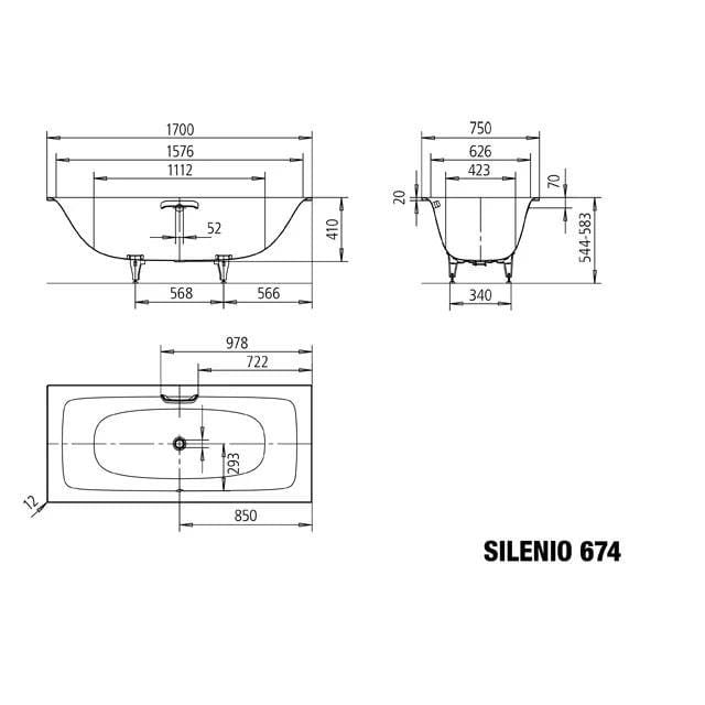 Kaldewei Double Ended Bath Kaldewei Silenio Double Ended Steel Bath with Leg Set