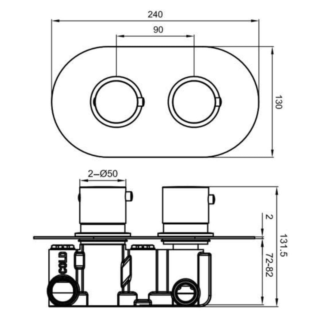 Aquarius Concealed Shower Valve Aquarius RainLux Round 2 Outlet Concealed Shower Valve