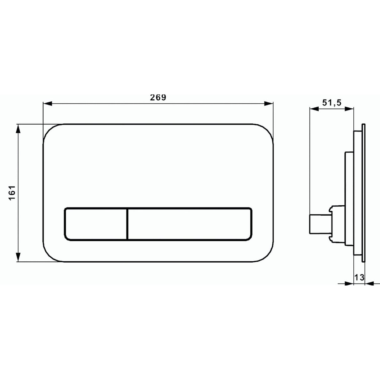 Villeroy and Boch Flush Plate Villeroy & Boch ViConnect 200G Glass Toilet Flush Plate