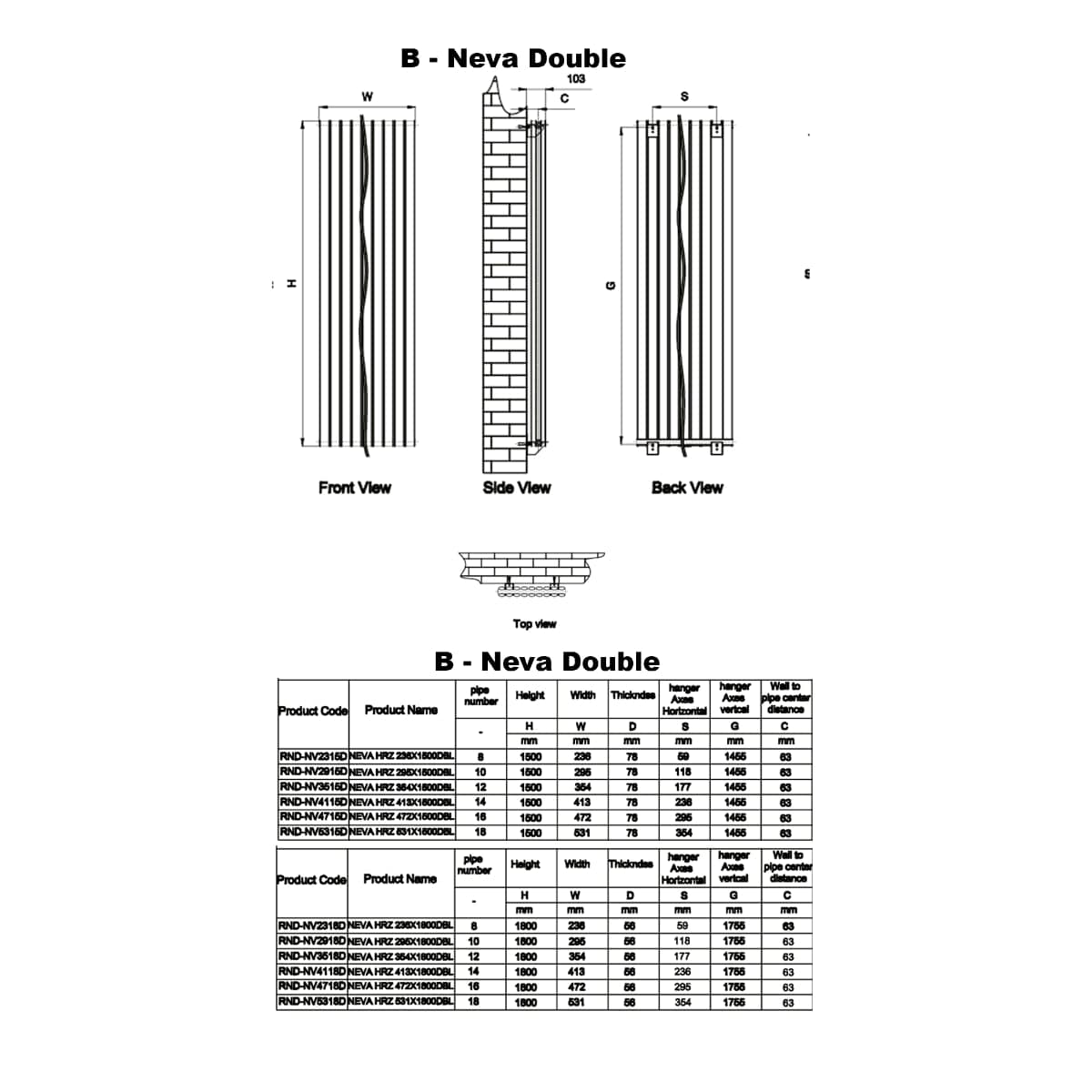 Reina Panel Radiator Reina Neva Vertical Double Panel Central Heating Radiator