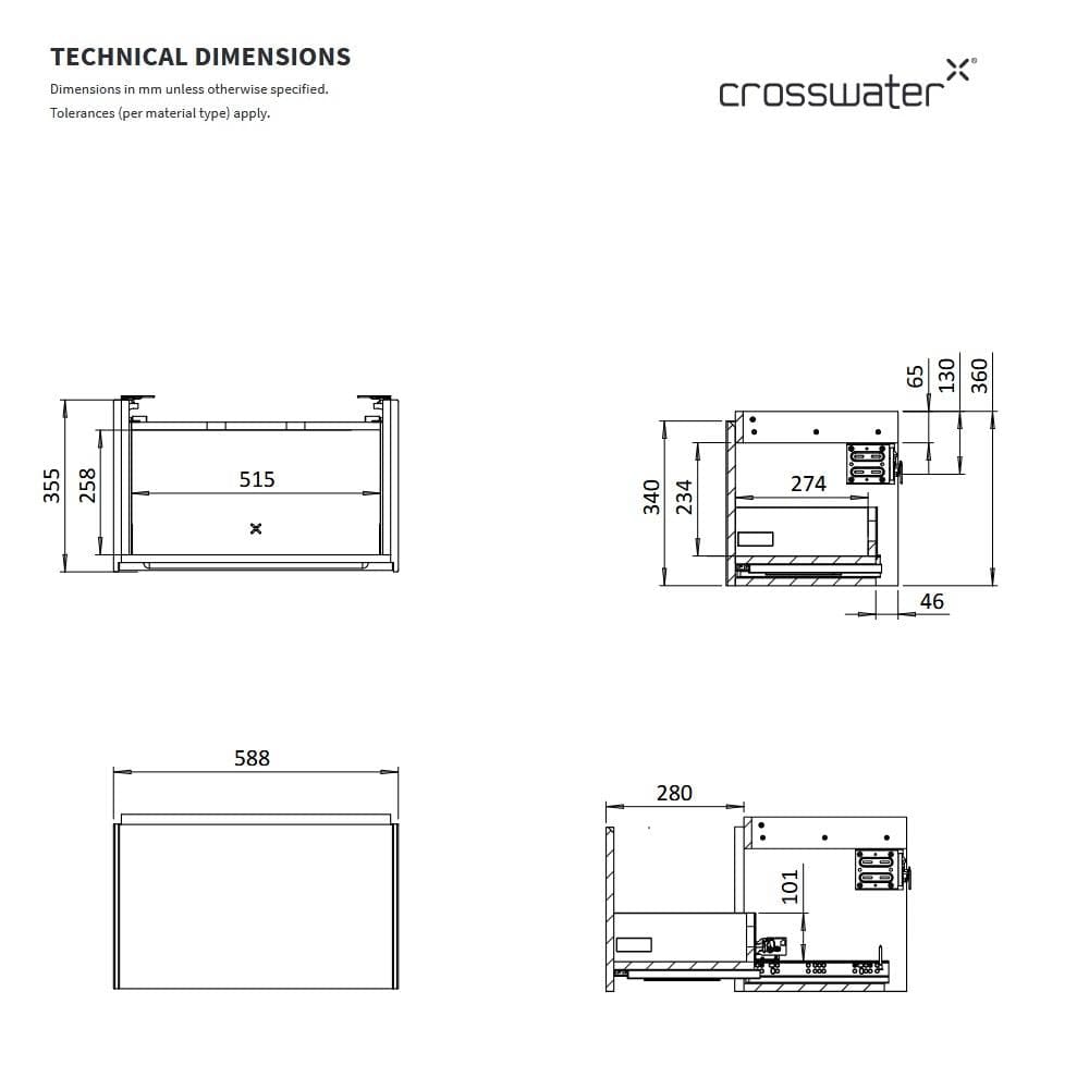 Crosswater Wall Mounted Vanity Unit Crosswater Mada Wall Mounted Vanity Unit