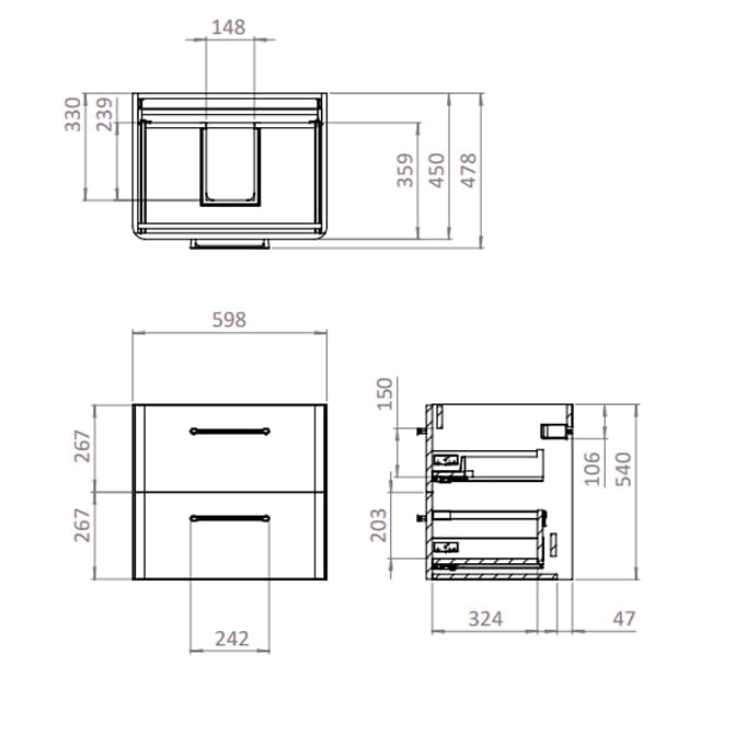 Britton Wall Mounted Vanity Unit Britton Camberwell Wall Mounted 1000mm Vanity Unit with Basin or Worktop