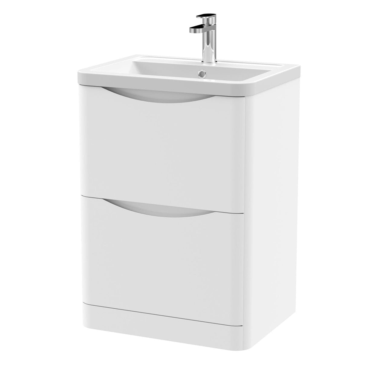 Aquarius Bathrooms Floor Standing Vanity Unit Aquarius Seren 600mm Floor Standing Two Drawer Vanity Unit with Basin