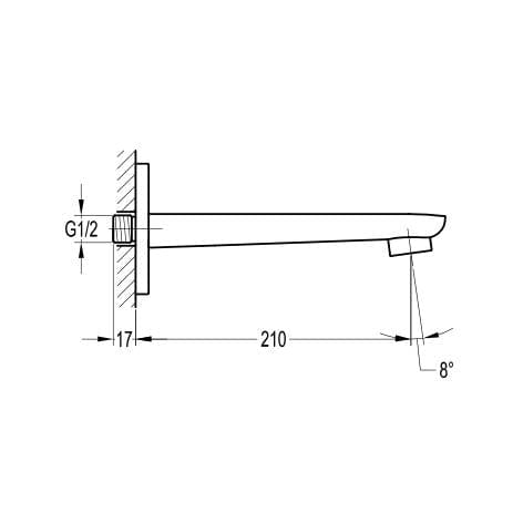 Flova Bath Spout Flova Urban Wall Mounted Bath Spout in Diamond Chrome