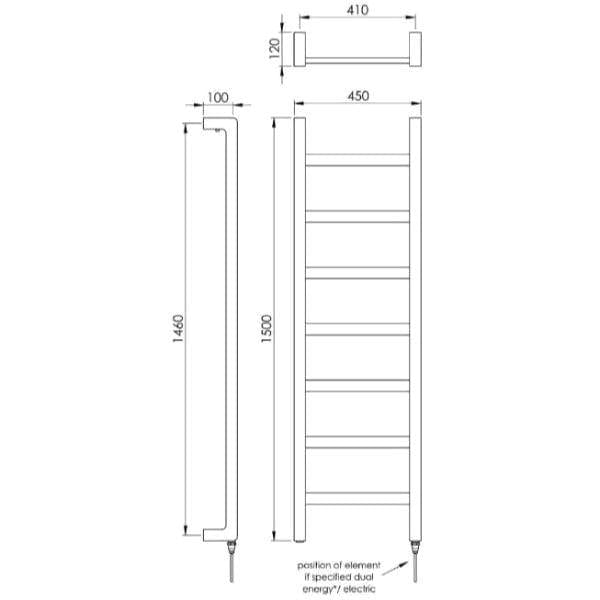 Vogue Designer Towel Radiators Vogue Boxa Straight Designer Towel Radiator in Chrome