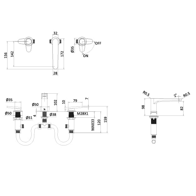 Crosswater 3 Tap Hole Basin Set Crosswater Lazo 3 Hole Basin Mixer Tap