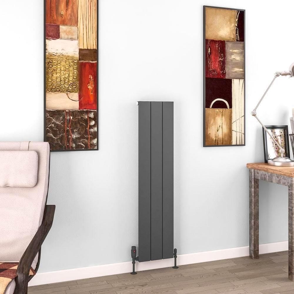 Eastbrook Panel Radiator 1200 x 280 / Electric Only Eastbrook Charlton Vertical Aluminium Designer Radiator in Matt Anthracite