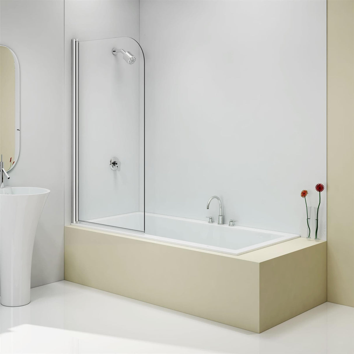 Merlyn Bath Screen Merlyn 8mm Curved Single Panel Pivot Bath Screen