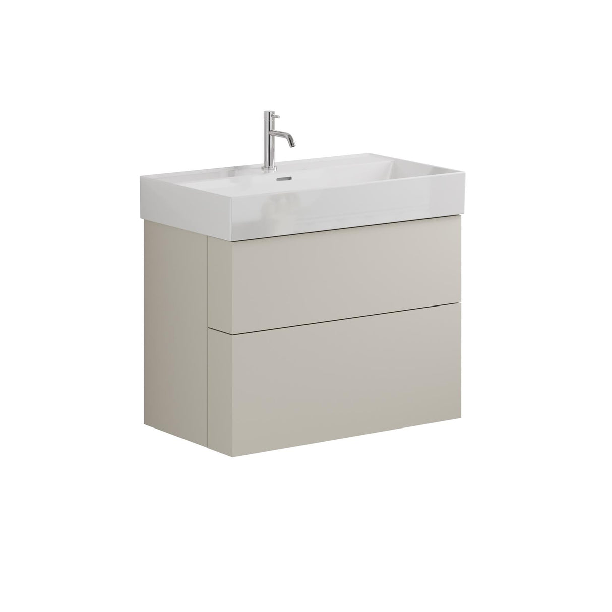 Crosswater Wall Mounted Vanity Unit Warm Stone / 1 Hole Crosswater Avenue Vanity Unit with Basin - 800mm - Two Drawer - Wall Mounted
