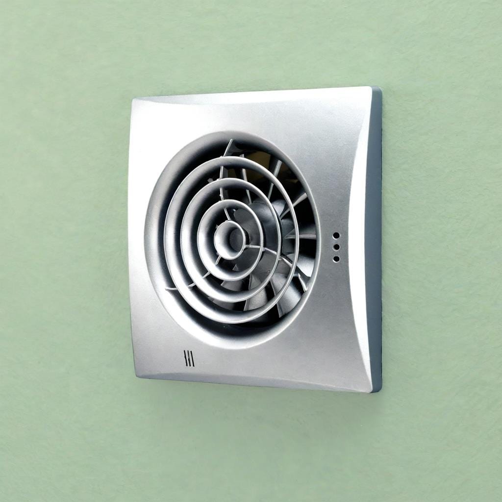 HiB Wall Mounted Fan Matt Silver / Timer HiB Hush Wall Mounted Bathroom Fan
