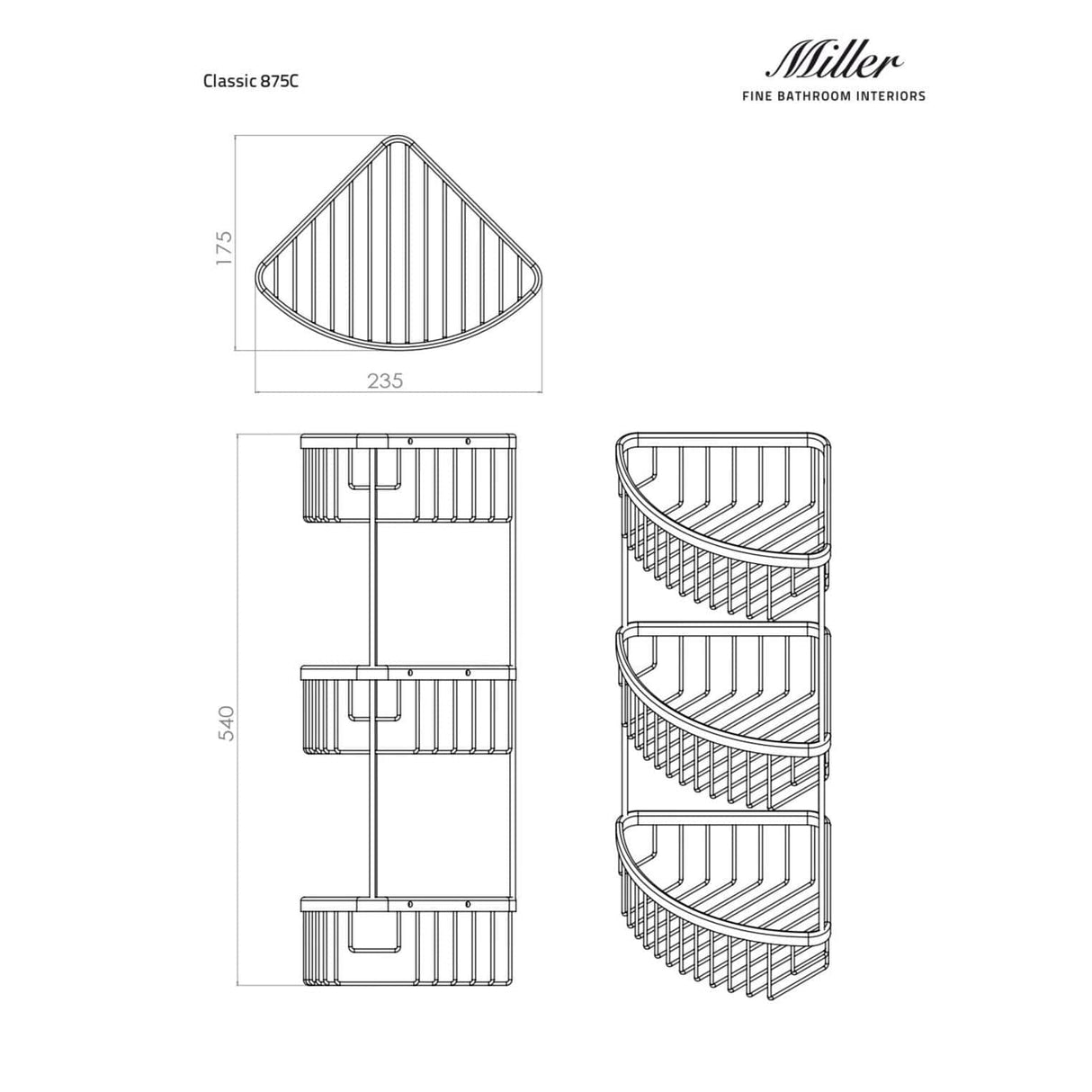 Miller Basket Miller Signature Three Tier Shower Caddy in Chrome