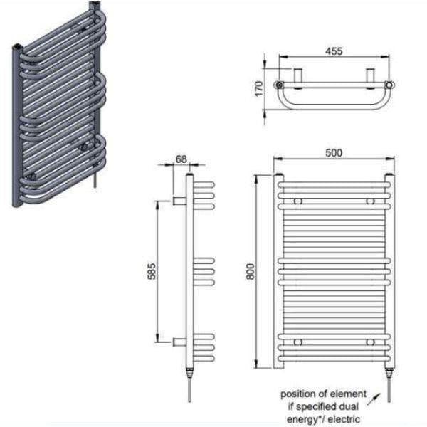 Vogue Designer Towel Radiator Vogue Tempo Straight Designer Towel Radiator in Chrome