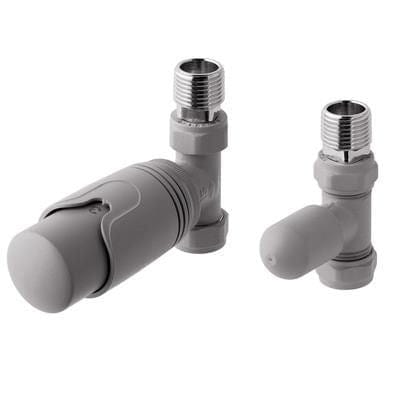 Eastbrook Radiator Valve Matt Grey Eastbrook Straight Thermostatic Radiator Valve with Lockshield 15mm (Pair)