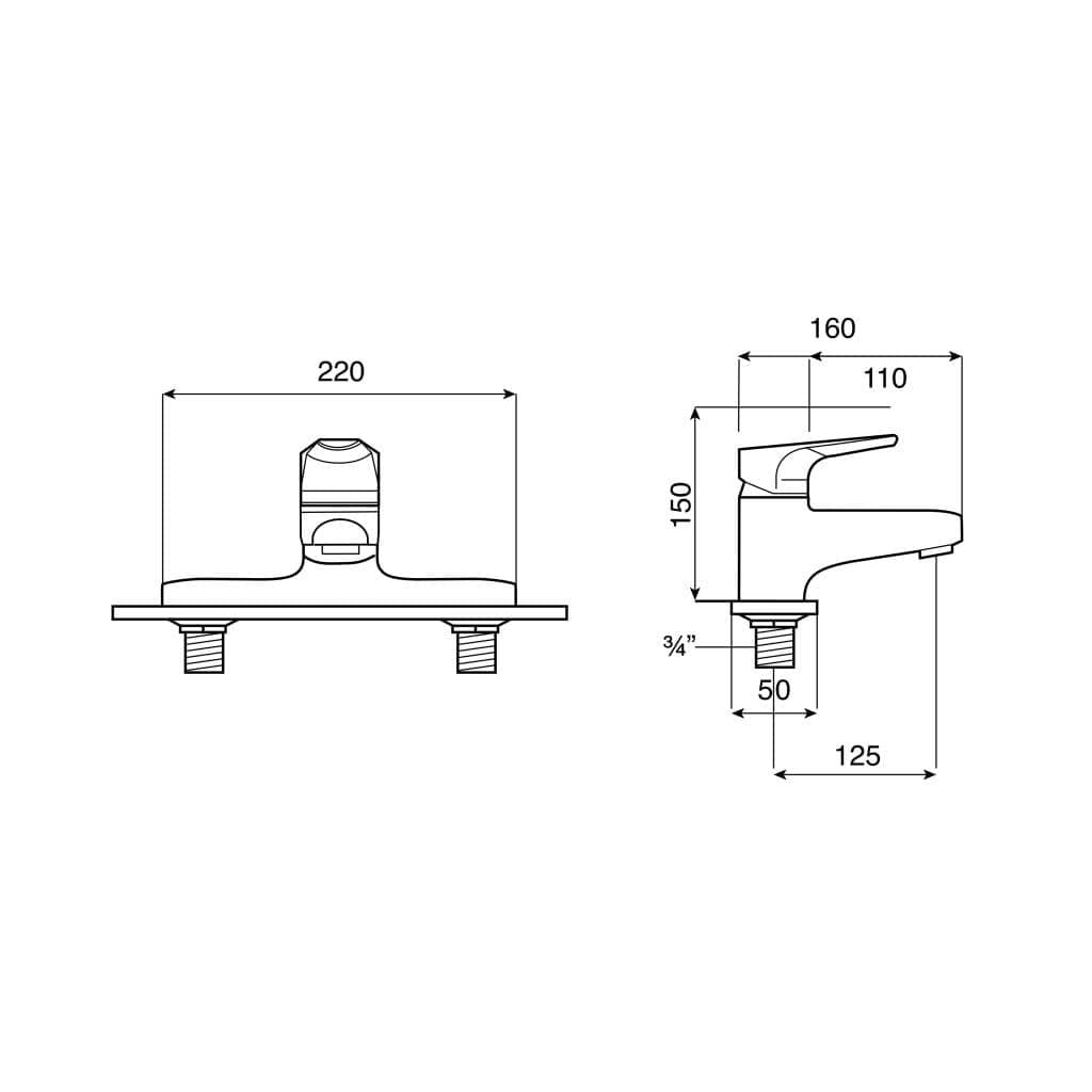 Roca Bath Mixer Roca Atlas Deck Mounted Bath Filler Tap