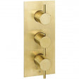 JTP Concealed Shower Valve Brushed Brass JTP VOS 2 Outlet, 3 Handle, Concealed Thermostatic Shower Valve