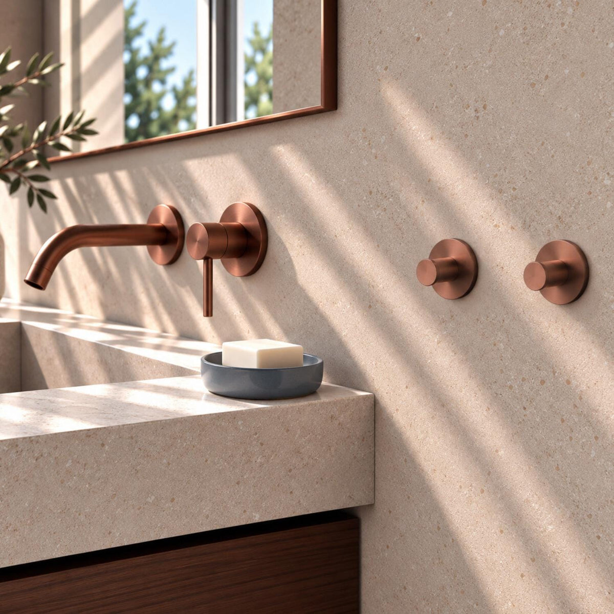 Smedbo Robe Hook Brushed Copper Smedbo Dot Self-Adhesive Robe Hook (Pair)