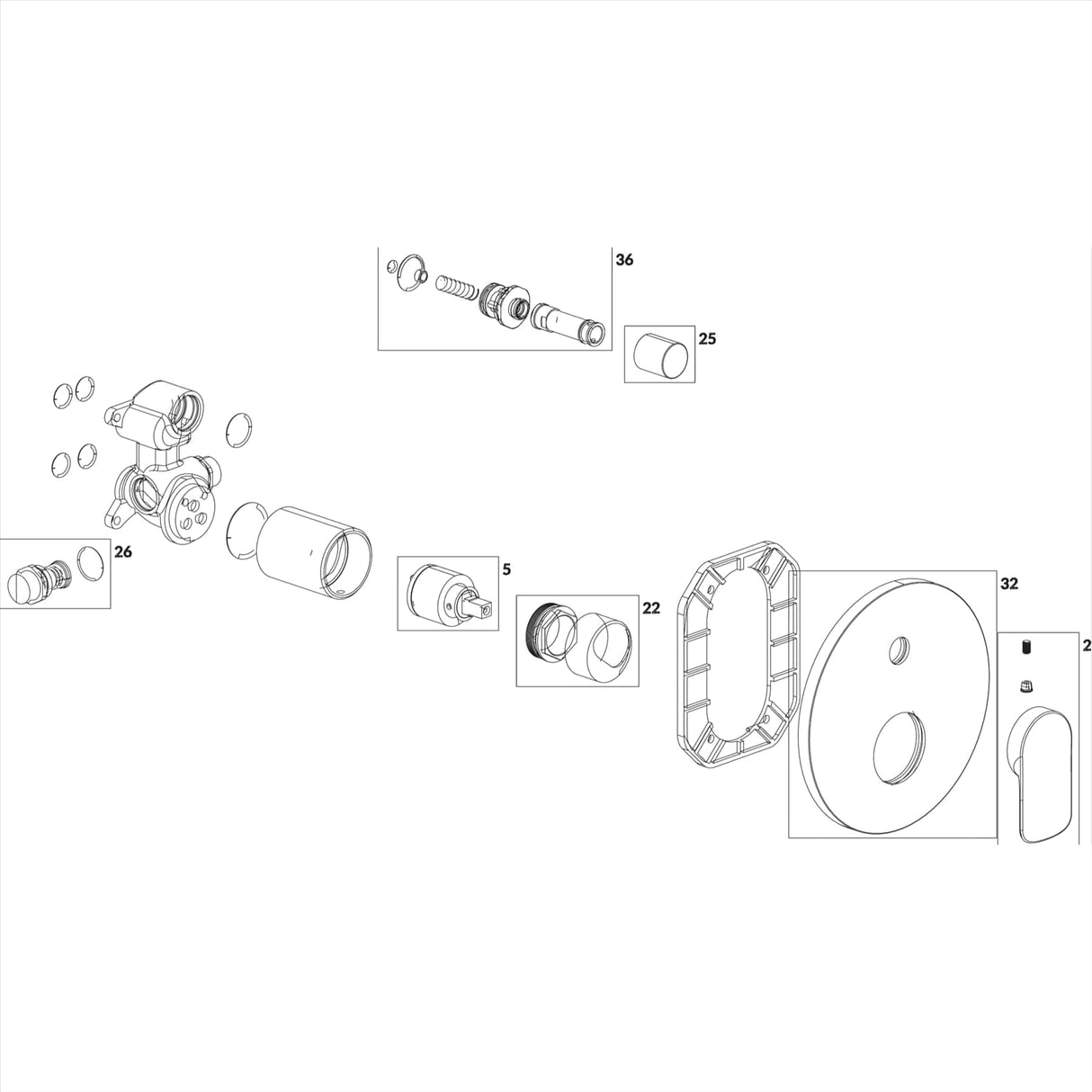 Villeroy & Boch Concealed Shower Valve Villeroy & Boch O.novo 1 Outlet Single Lever Trim Set in Chrome