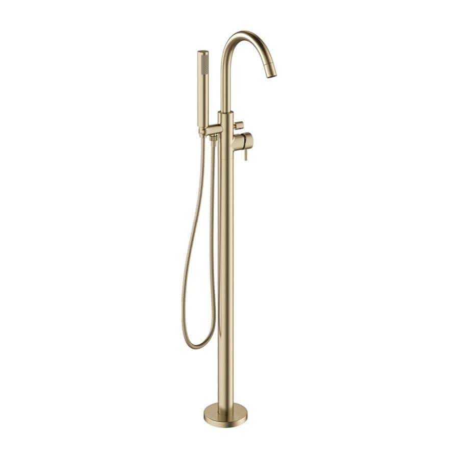 Crosswater Freestanding Bath Filler Brushed Brass Crosswater MPRO Floor Standing Bath Shower Mixer