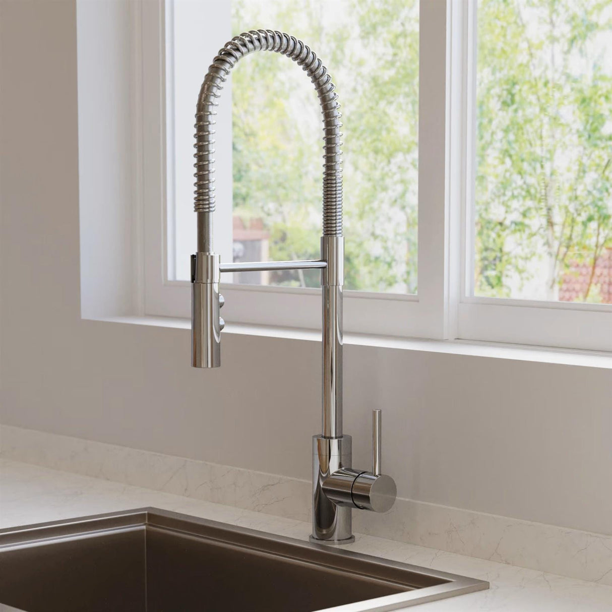 Crosswater Kitchen Tap Crosswater Cook Side Lever Kitchen Mixer Tap with Flexi Spray in Chrome