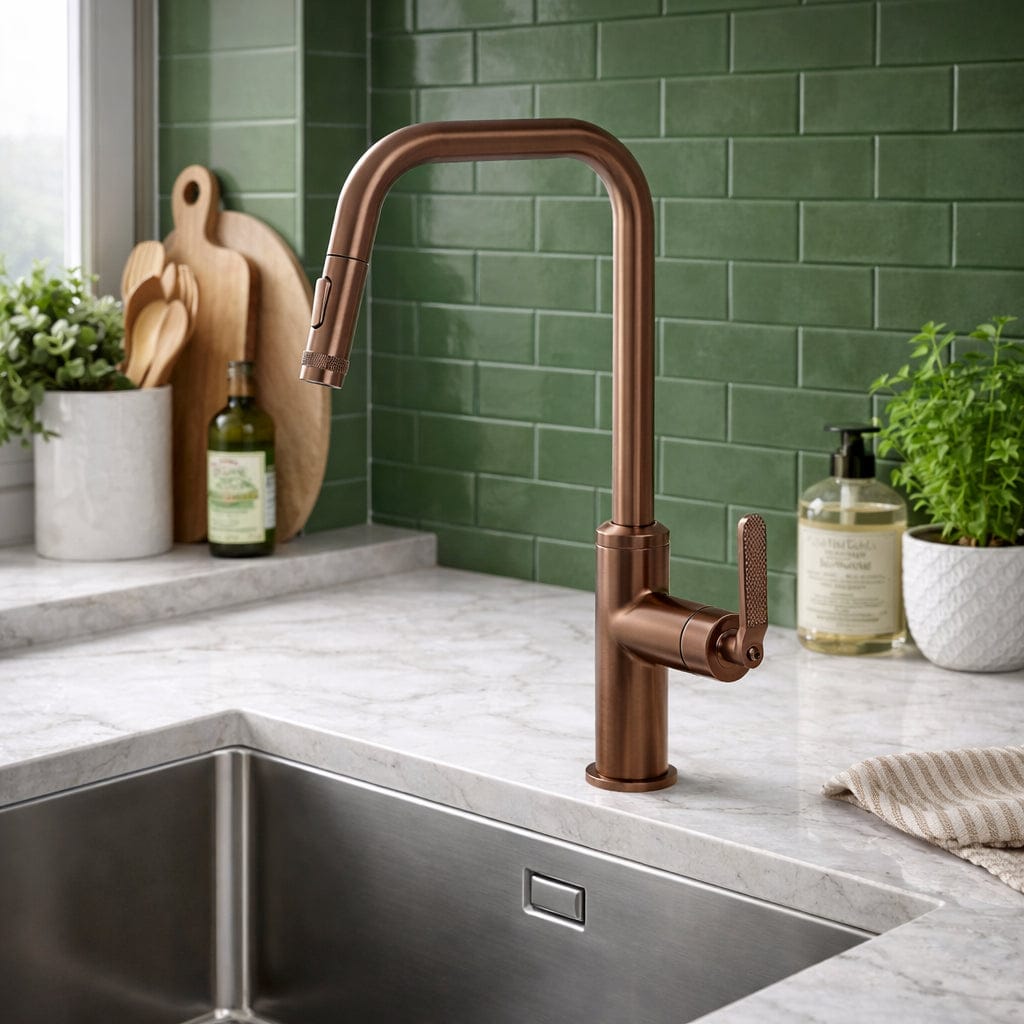 JTP Kitchen Tap Brushed Bronze JTP Decor Single Lever Pull Out Kitchen Mixer Tap